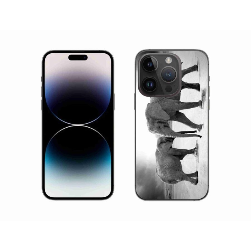 Zselés borítás mmCase iPhone 14 Pro 6.1 készülékhez - fekete és fehér elefántok