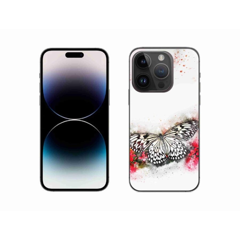 Zselés borítás mmCase iPhone 14 Pro 6.1 készülékhez - fekete és fehér pillangó