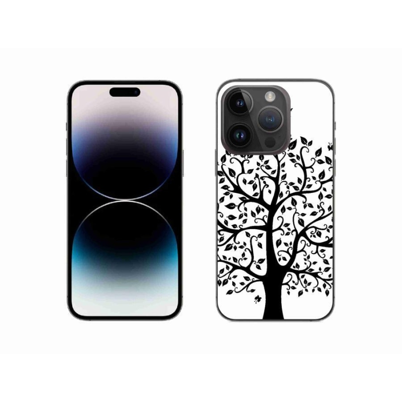 Zselés borítás mmCase iPhone 14 Pro 6.1 készülékhez - fekete-fehér fa