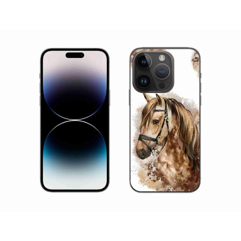 Zselés borítás mmCase iPhone 14 Pro 6.1 készülékhez - barna rajzfilm ló