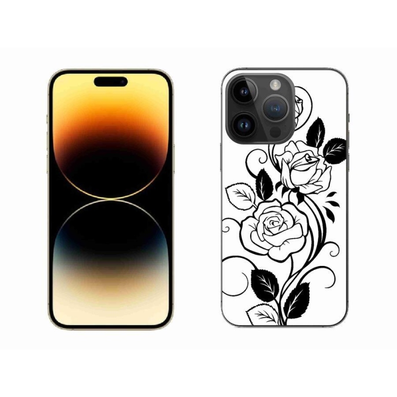 Zselés borítás mmCase iPhone 14 Pro Max 6.7 készülékhez - fekete és fehér rózsa