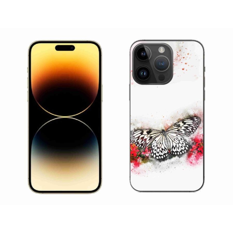 Zselés borítás mmCase iPhone 14 Pro Max 6.7 készülékhez - fekete és fehér pillangó