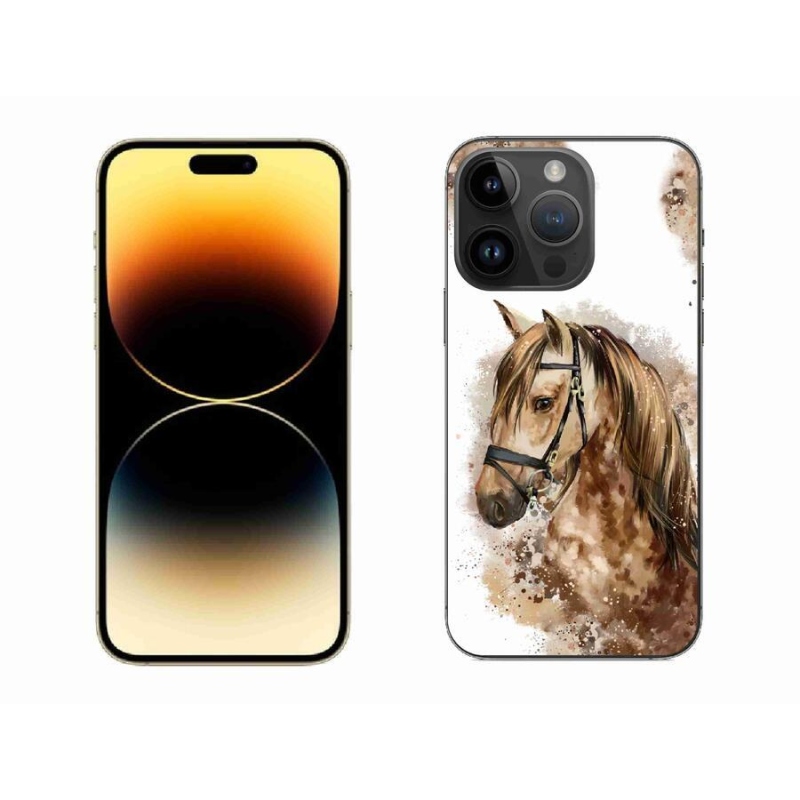 Zselés borítás mmCase iPhone 14 Pro Max 6.7 készülékhez - barna rajzfilm ló