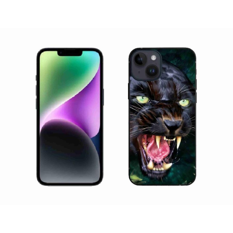 Zselés borítás mmCase iPhone 14 készülékhez - dühös fekete párduc