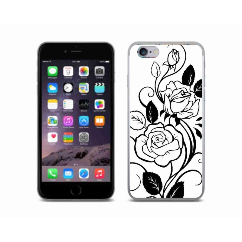 Zselés borítás mmCase iPhone 6/6S készülékhez - fekete és fehér rózsa