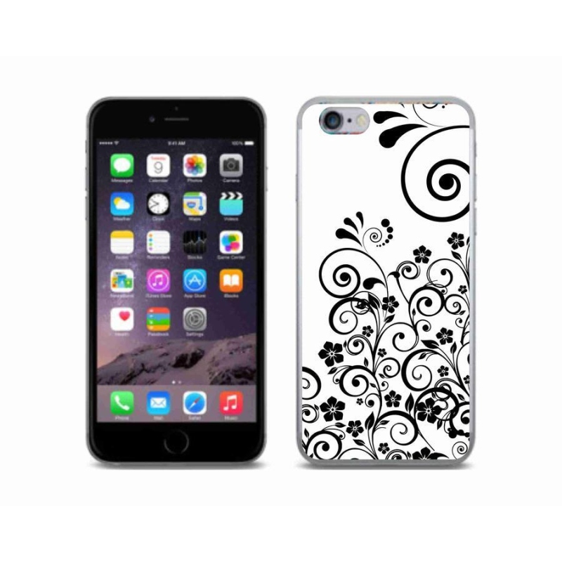Zselés borítás mmCase iPhone 6/6S készülékhez - fekete és fehér virágminták