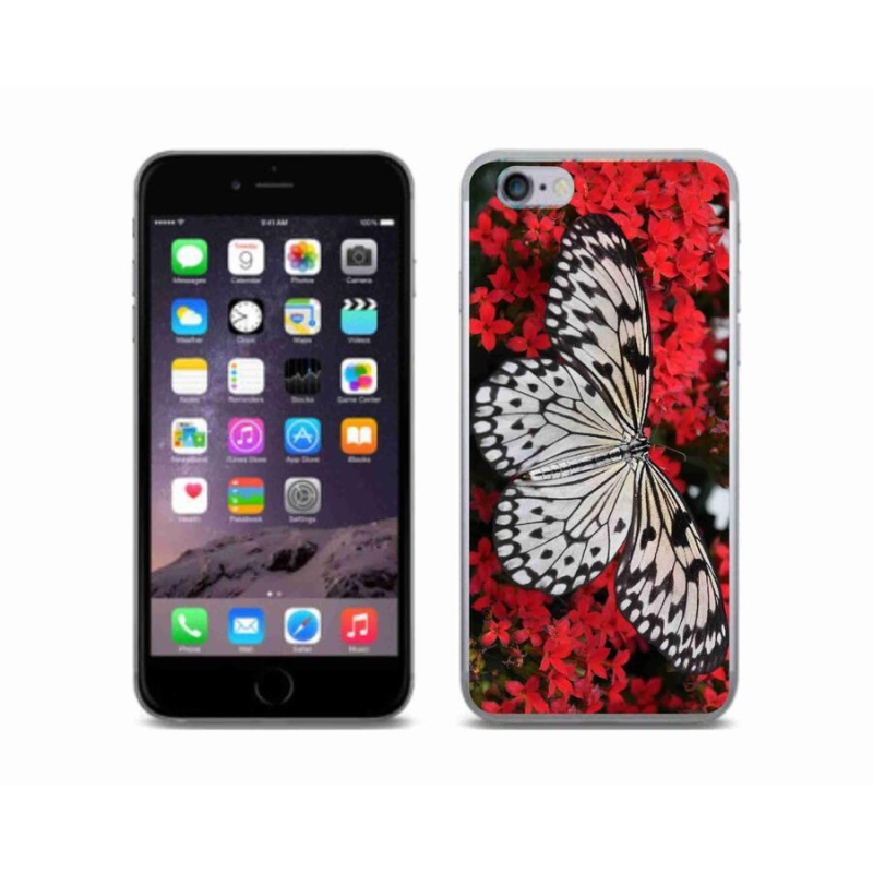 Zselés borítás mmCase iPhone 6/6S készülékhez - fekete és fehér pillangó 1