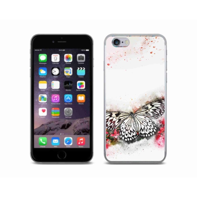 Zselés borítás mmCase iPhone 6/6S készülékhez - fekete-fehér pillangó