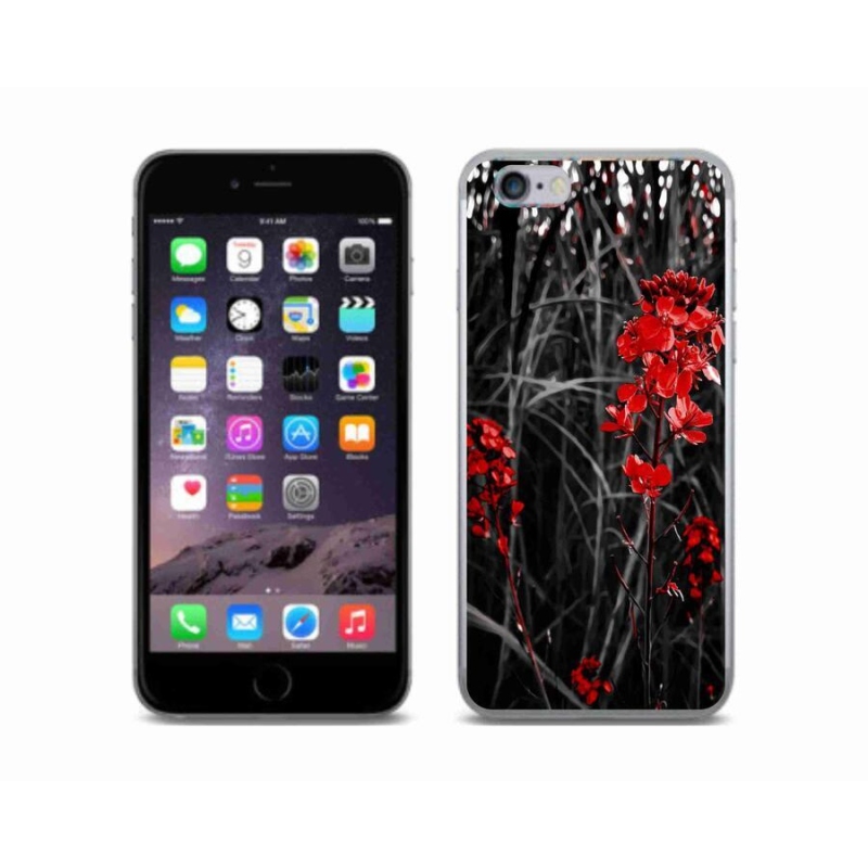 Zselés borítás mmCase iPhone 6/6S készülékhez - piros növény