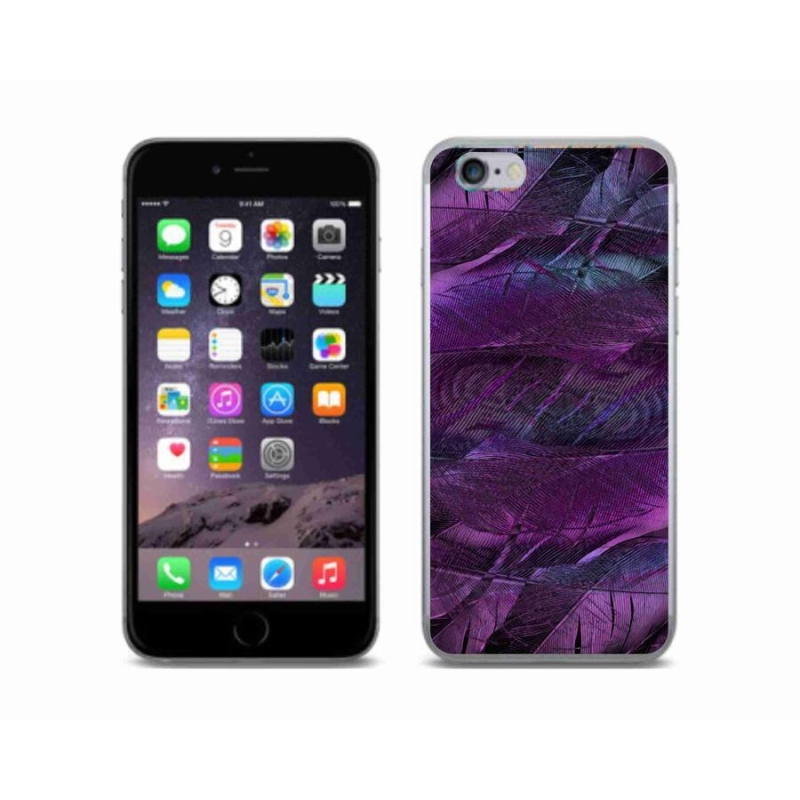 Zselés borítás mmCase iPhone 6/6S készülékhez - lila tollak