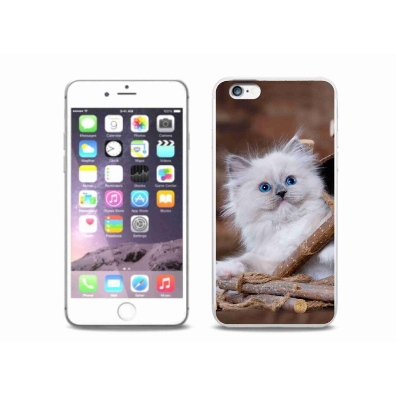 Zselés borítás mmCase iPhone 6/6S Plus készülékhez - fehér cica