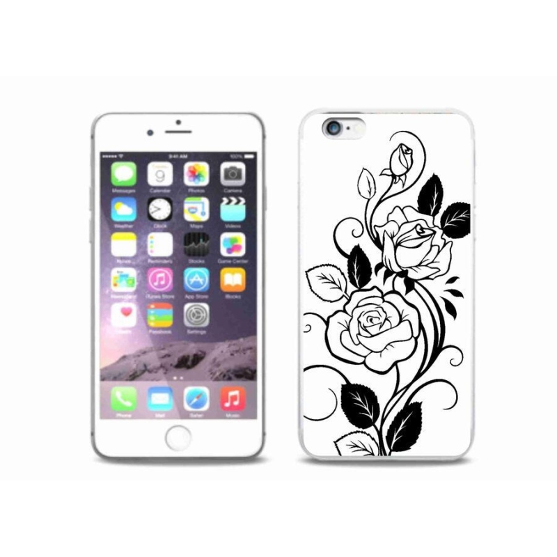 Zselés borítás mmCase iPhone 6/6S Plus készülékhez - fekete és fehér rózsa