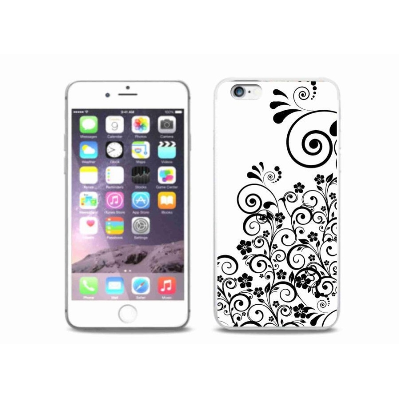 Zselés borítás mmCase iPhone 6/6S Plus készülékhez - fekete és fehér virágminták