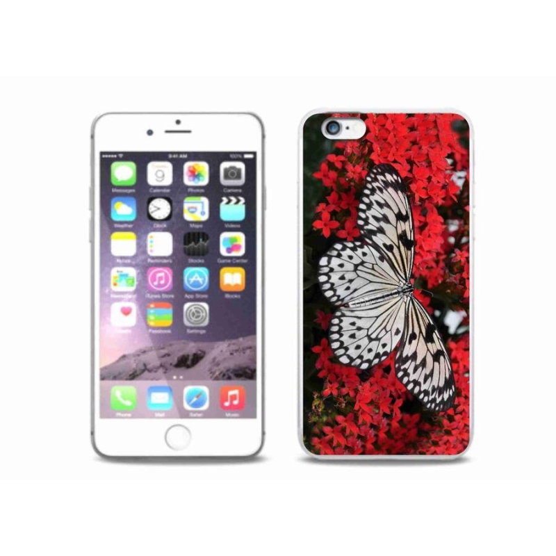 Zselés borítás mmCase iPhone 6/6S Plus készülékhez - fekete-fehér pillangó 1