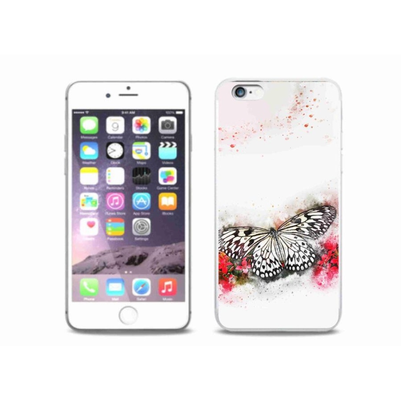 Zselés borítás mmCase iPhone 6/6S Plus készülékhez - fekete és fehér pillangó