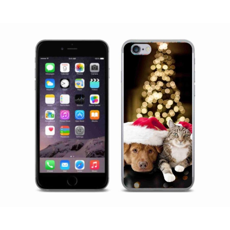 Gél borítás mmCase iPhone 6/6S készülékhez - Karácsonyi kutya és macska