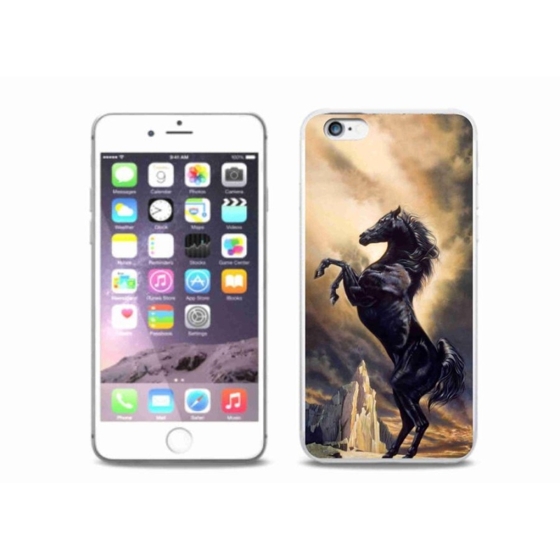 Zselés borítás mmCase iPhone 6 Plus/6S Plus készülékhez - fekete rajzfilmes ló