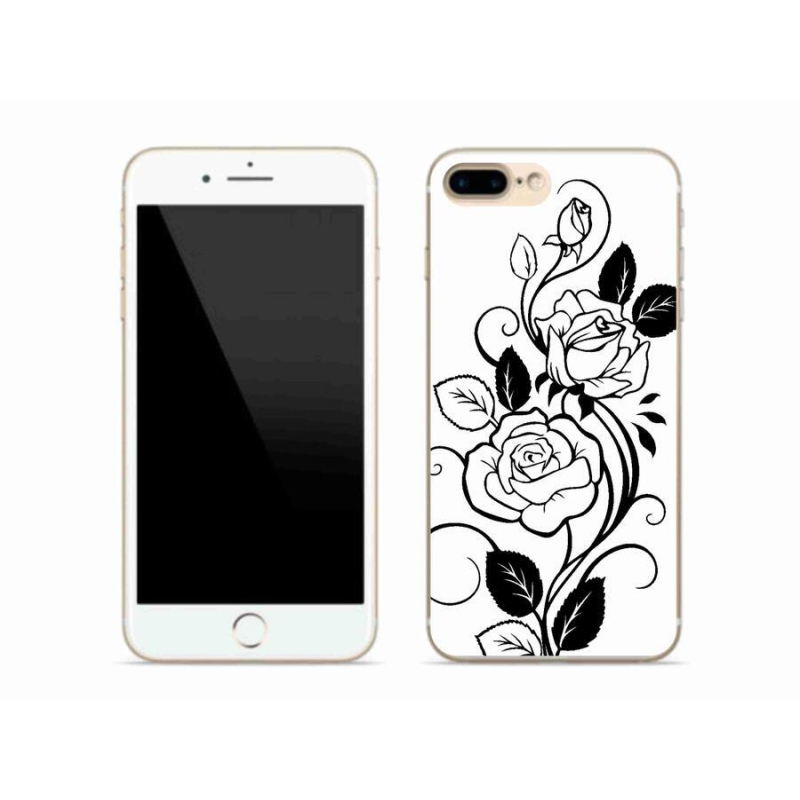 Zselés borítás mmCase iPhone 7 Plus készülékhez - fekete és fehér rózsa
