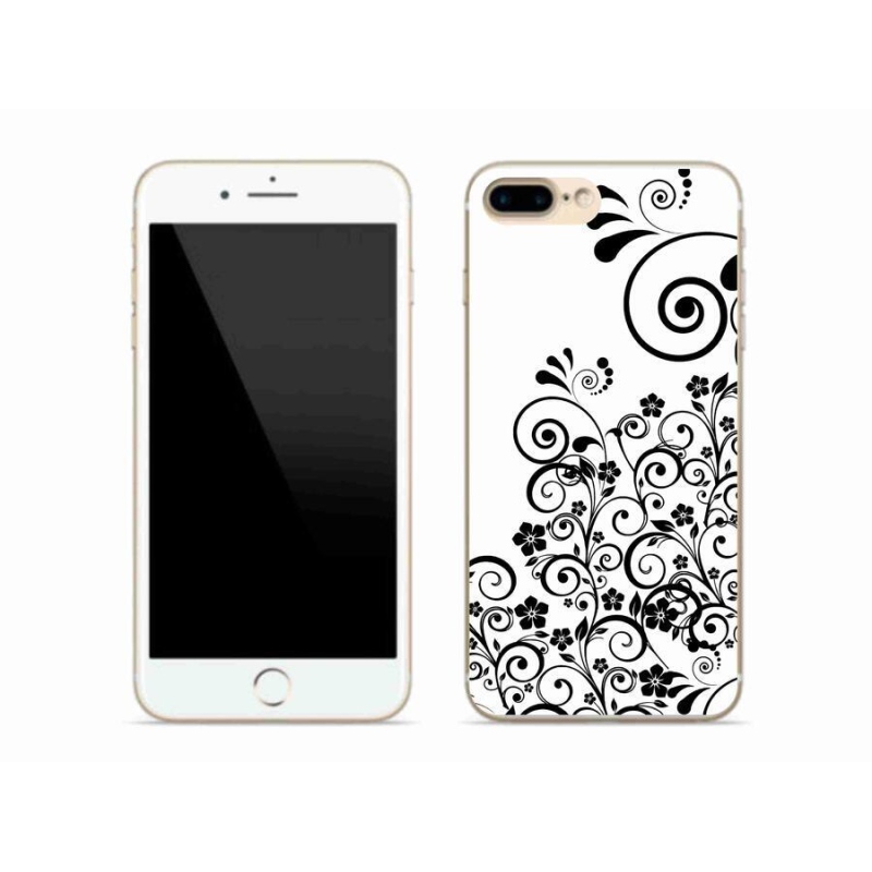 Zselés borítás mmCase iPhone 7 Plus készülékhez - fekete és fehér virágminták