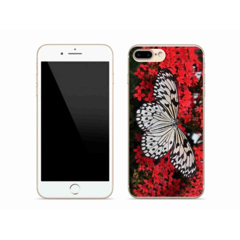 Zselés borítás mmCase iPhone 7 Plus készülékhez - fekete-fehér pillangó 1