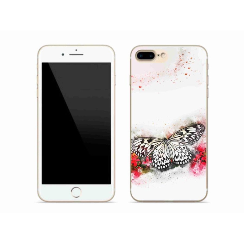 Zselés borítás mmCase iPhone 7 Plus készülékhez - fekete-fehér pillangó