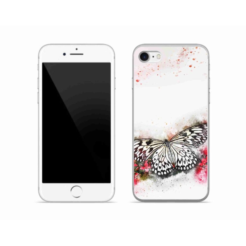 Zselés borítás mmCase iPhone 8 készülékhez - fekete-fehér pillangó