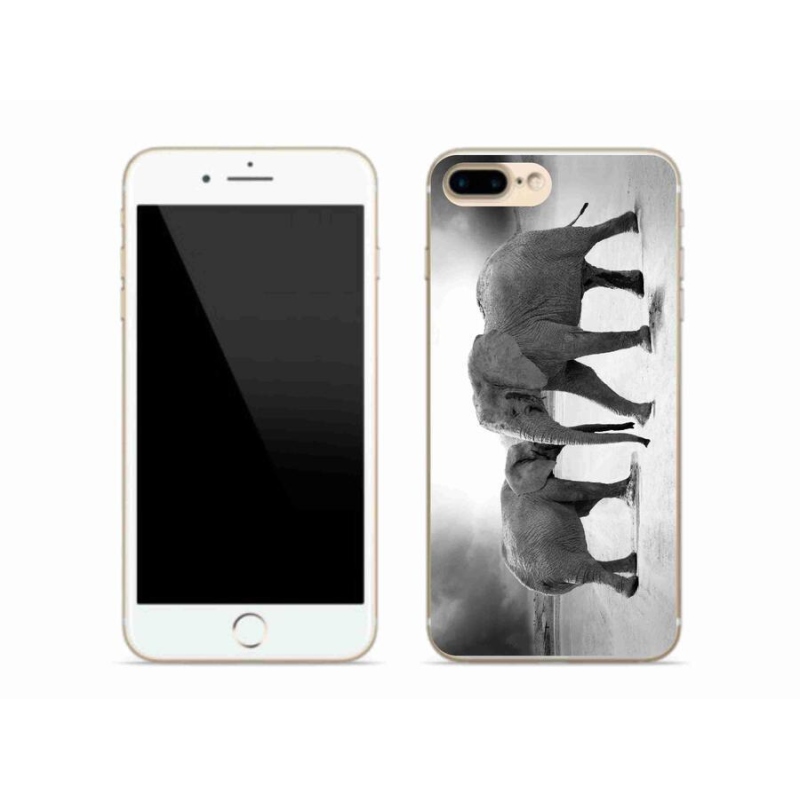 Zselés borítás mmCase iPhone 8 Plus készülékhez - fekete és fehér elefántok