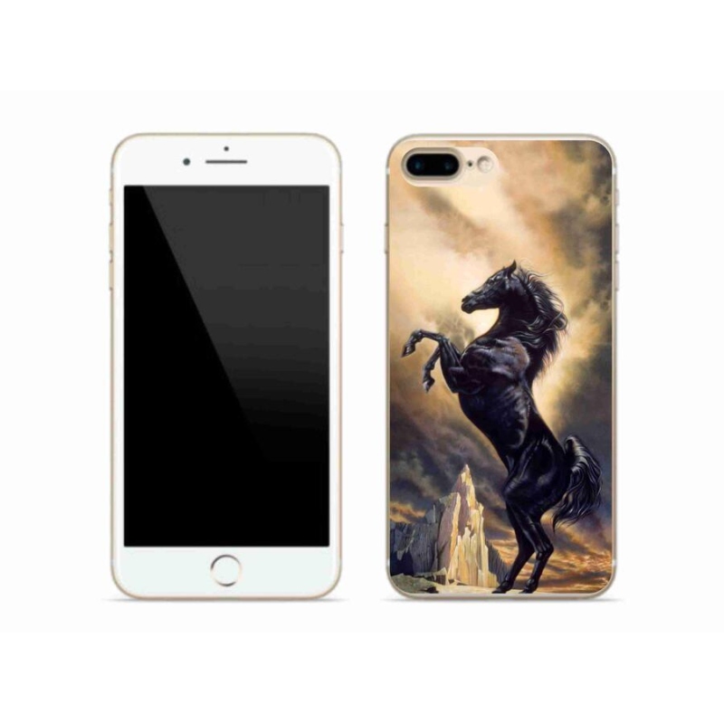 Zselés borítás mmCase iPhone 8 Plus készülékhez - fekete rajzfilm ló