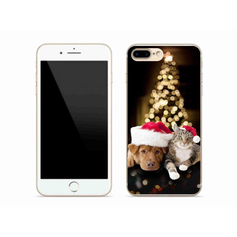 Zselés borítás mmCase iPhone 8 Plus készülékhez - Karácsonyi kutya és macska