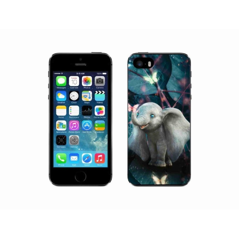 Gél borítás mmCase iPhone SE (2016) - aranyos elefánthoz