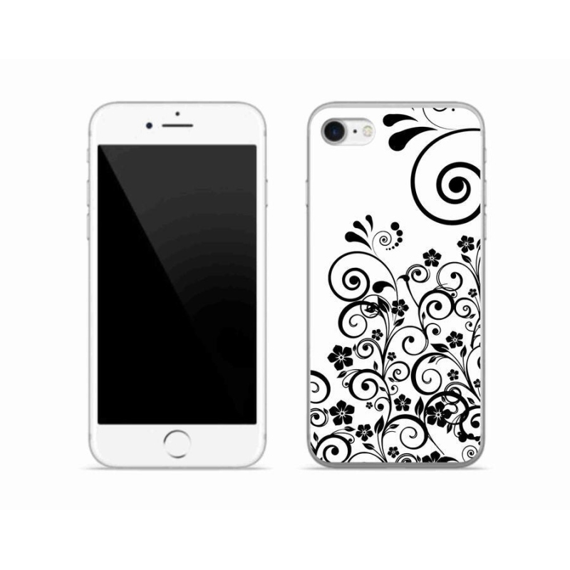 Zselés borítás mmCase iPhone SE (2022) - fekete-fehér virágmintás borítás