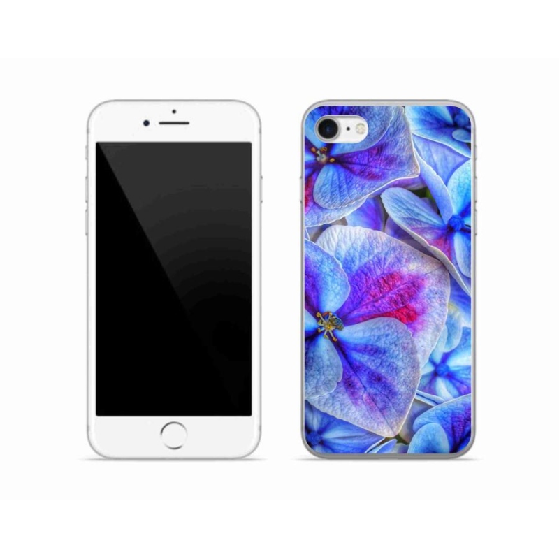 Gél védőhuzat mmCase iPhone SE (2022) - kék virágok 1