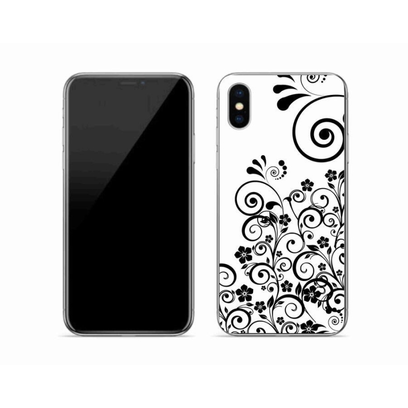 Zselés borítás mmCase iPhone X készülékhez - fekete és fehér virágminták