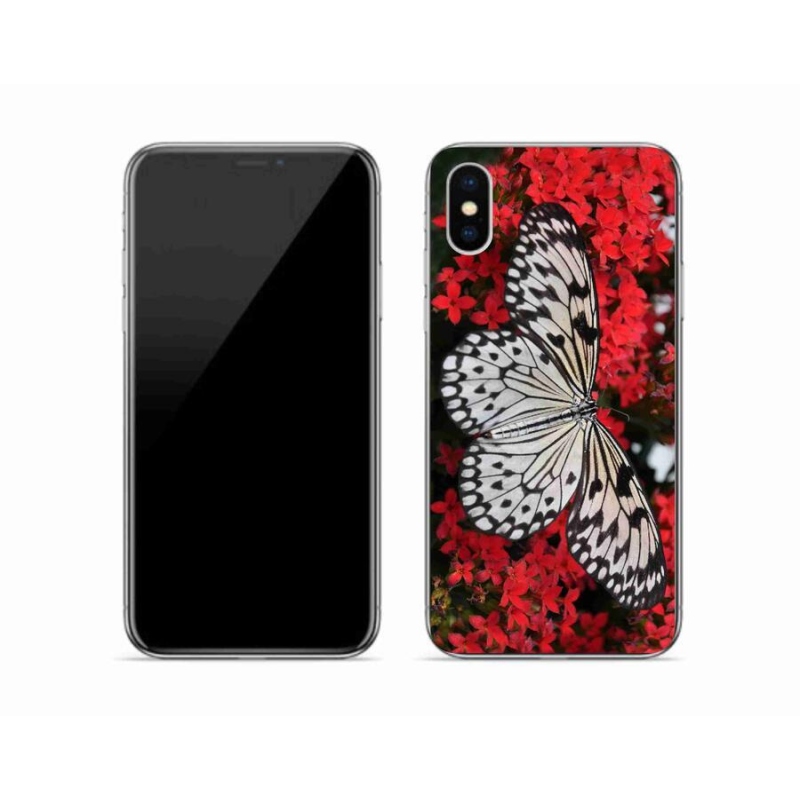 Zselés borítás mmCase iPhone X készülékhez - fekete-fehér pillangó 1