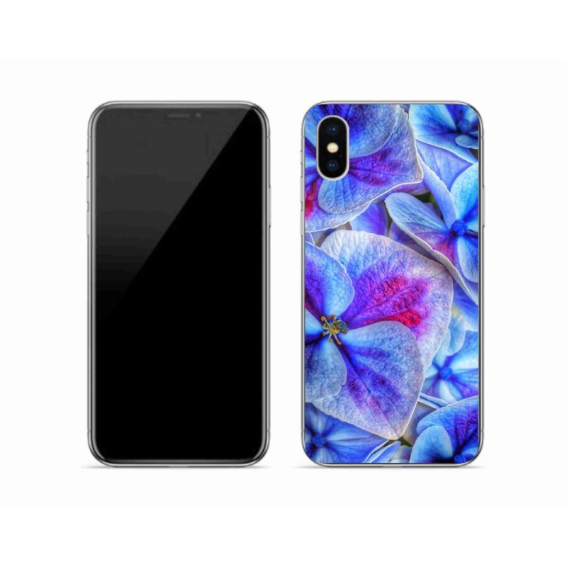 Zselés borítás mmCase iPhone X készülékhez - kék virágok 1