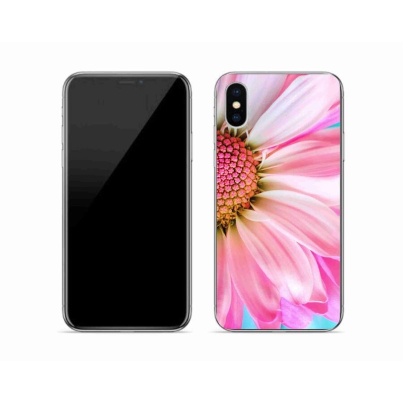 Gél borítás mmCase iPhone X készülékhez - rózsaszín virág
