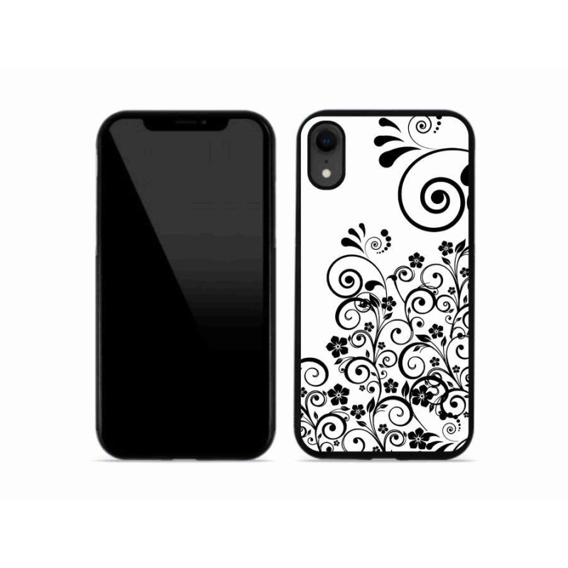 Zselés borítás mmCase iPhone XR készülékhez - fekete és fehér virágminták