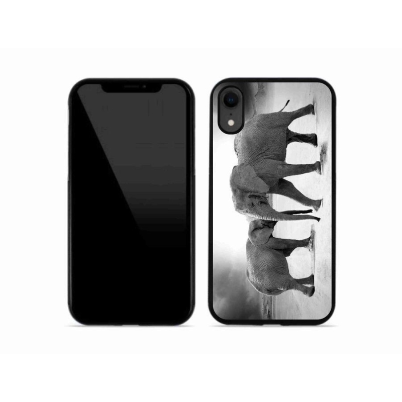 Gél borítás mmCase iPhone XR készülékhez - fekete és fehér elefántok