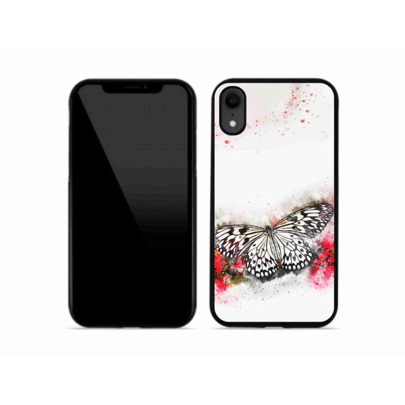 Zselés borítás mmCase iPhone XR készülékhez - fekete-fehér pillangó