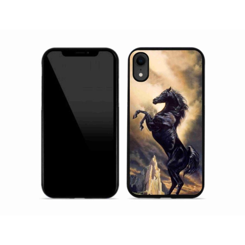 Zselés borítás mmCase iPhone XR készülékhez - fekete rajzfilm ló