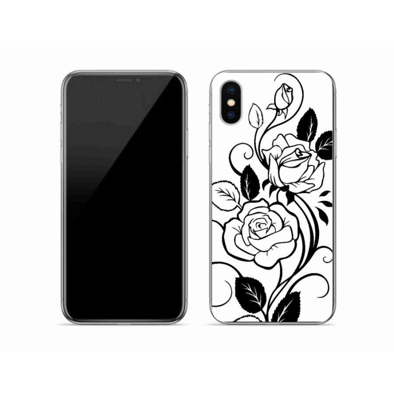 Zselés borítás mmCase iPhone XS készülékhez - fekete és fehér rózsa