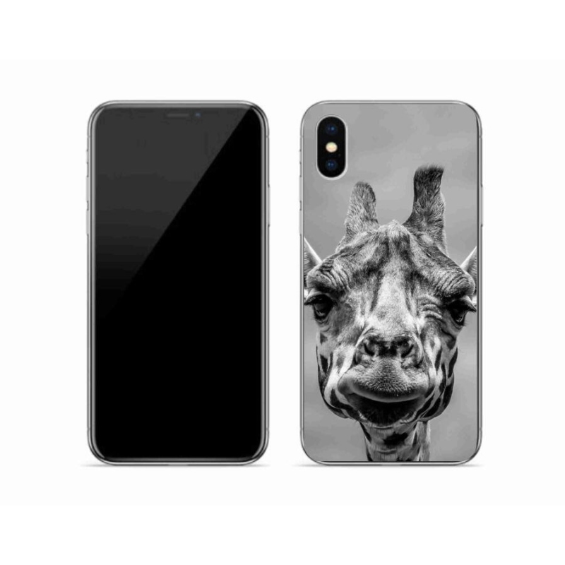 Zselés borítás mmCase iPhone XS készülékhez - fekete-fehér zsiráf