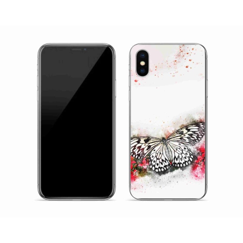 Zselés borítás mmCase iPhone XS készülékhez - fekete-fehér pillangó