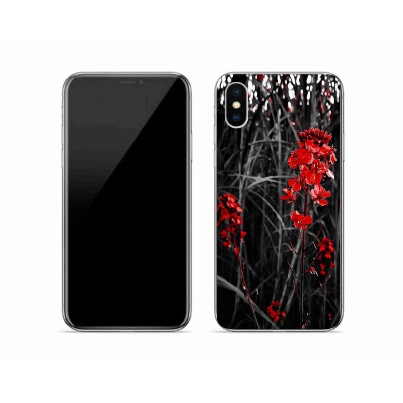 Zselés borítás mmCase iPhone XS készülékhez - piros növény