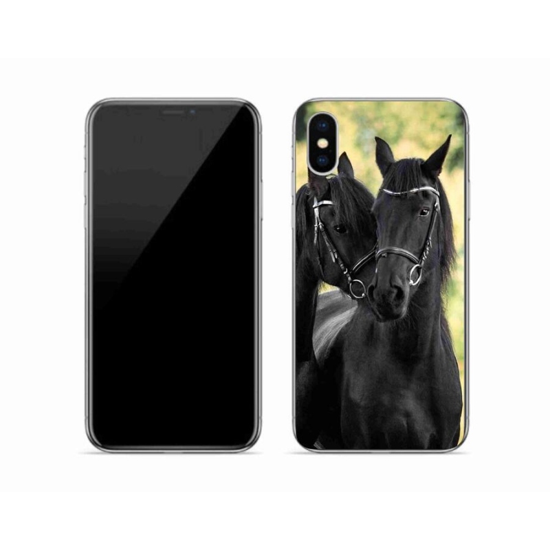Zselés borítás mmCase iPhone XS készülékhez - két fekete ló