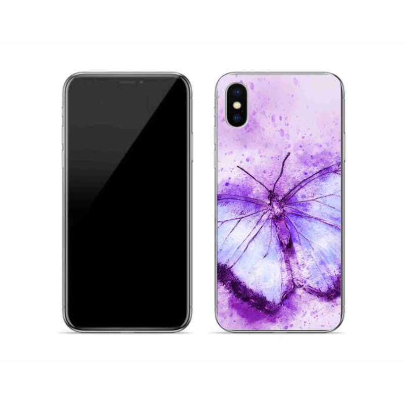 Gél borítás mmCase iPhone XS készülékhez - lila pillangó