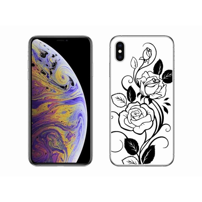 Zselés borítás mmCase iPhone XS Max készülékhez - fekete és fehér rózsa