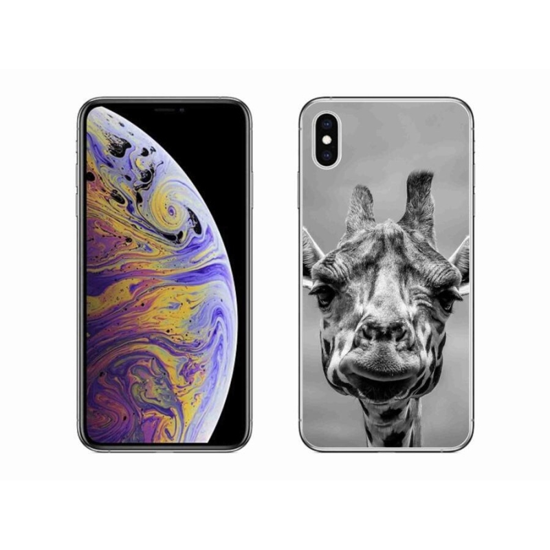 Zselés borítás mmCase iPhone XS Max készülékhez - fekete-fehér zsiráf