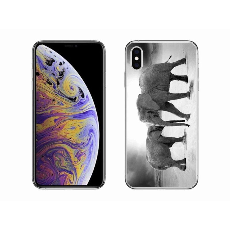 Gél borítás mmCase iPhone XS Max készülékhez - fekete és fehér elefántok