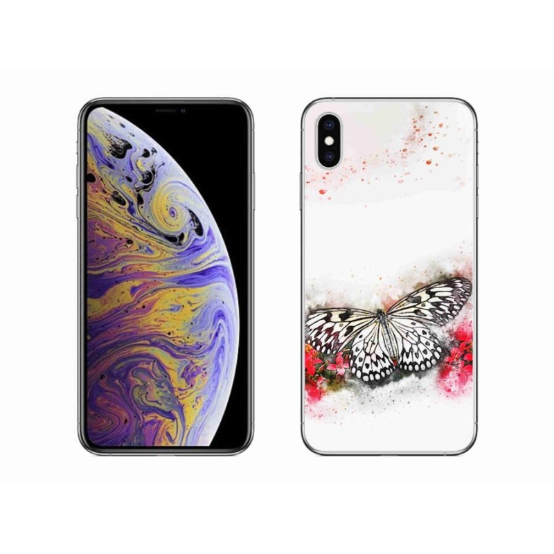 Zselés borítás mmCase iPhone XS Max készülékhez - fekete-fehér pillangó